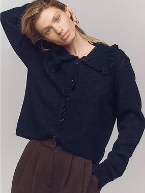 NWT The Ainsley Ruffle-Collar Cardigan Sweater by Self Contrast